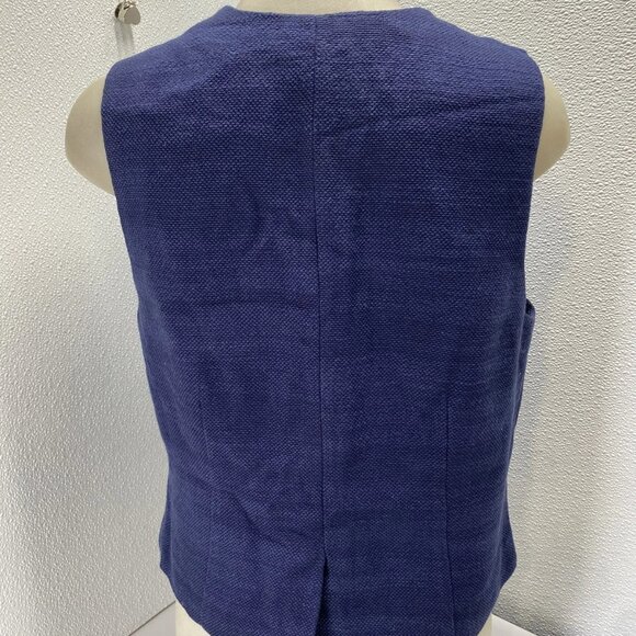 STAUD Brett Textured Cotton Twill Vest • Size L • Navy Blue - Picture 5 of 11